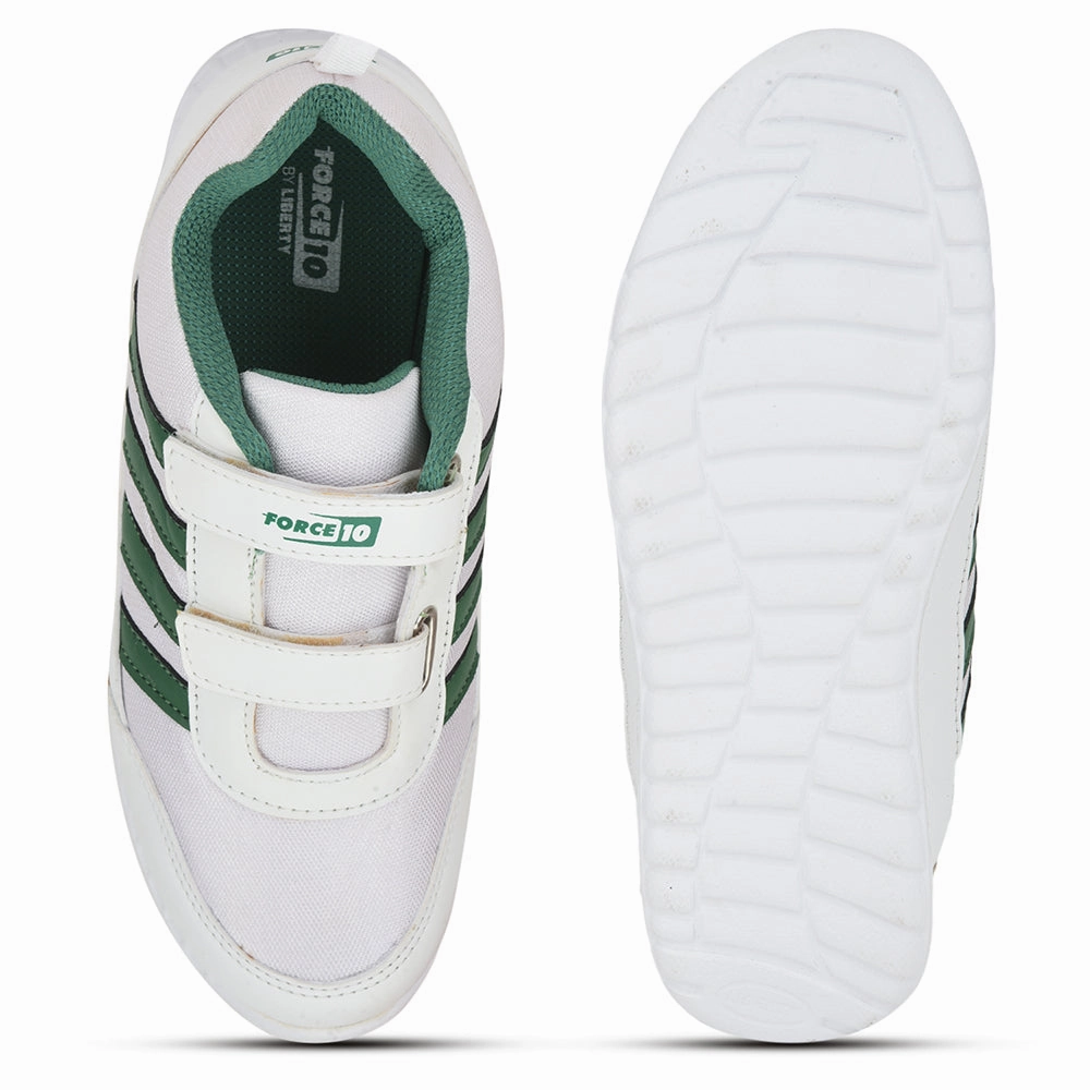 Force 10 Green Non Lacing Uniform School Shoes For Kids 9906-90SV By Liberty