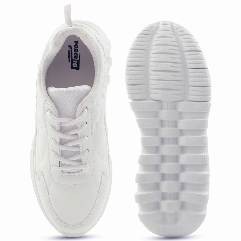 Force 10 White Lacing Uniform School Shoes For Kids 9906-02T By Liberty