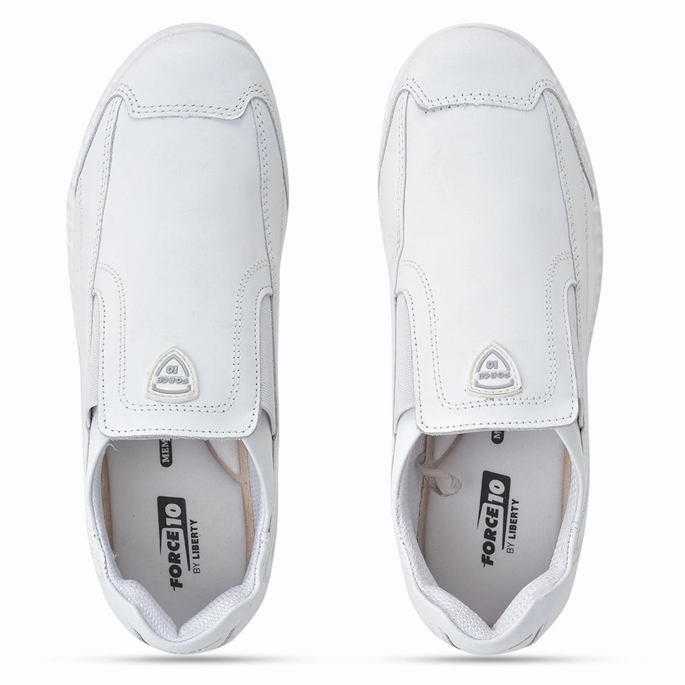 Force 10 White Non Lacing Uniform School Shoes For Kids 9906-10 By Liberty