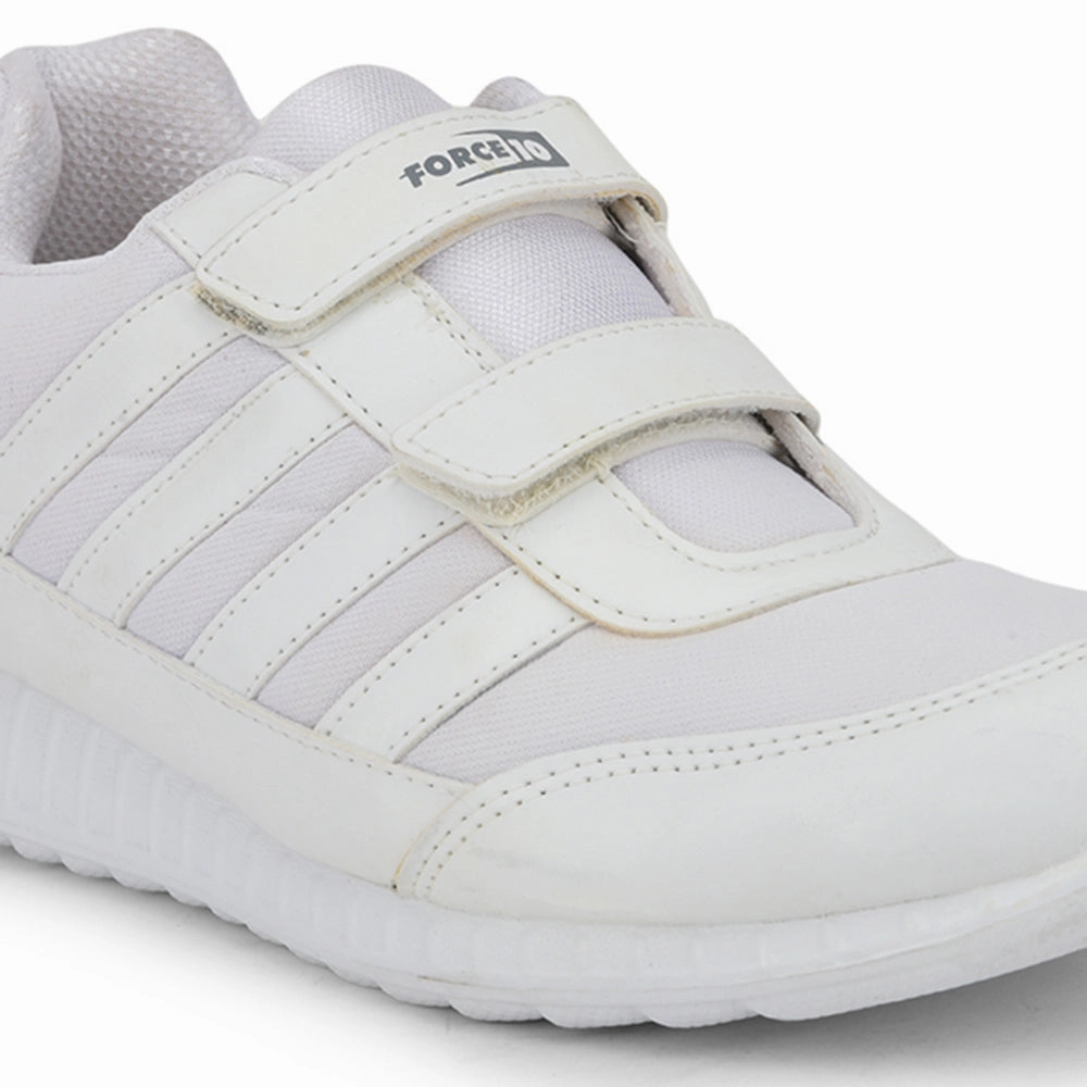 Force 10 White Non Lacing Uniform School Shoes For Kids 9906-90SV By Liberty