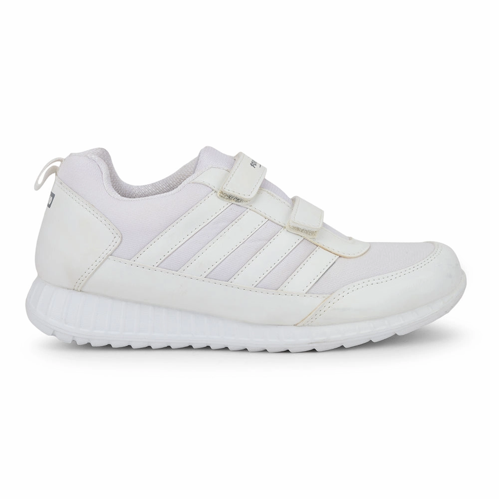 Force 10 White Non Lacing Uniform School Shoes For Kids 9906-90SV By Liberty