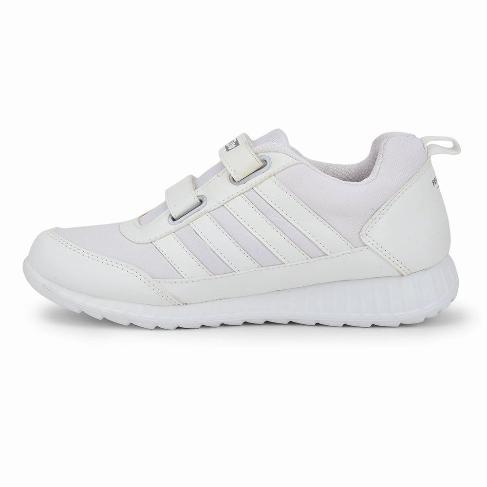 Force 10 White Non Lacing Uniform School Shoes For Kids 9906-90SV By Liberty