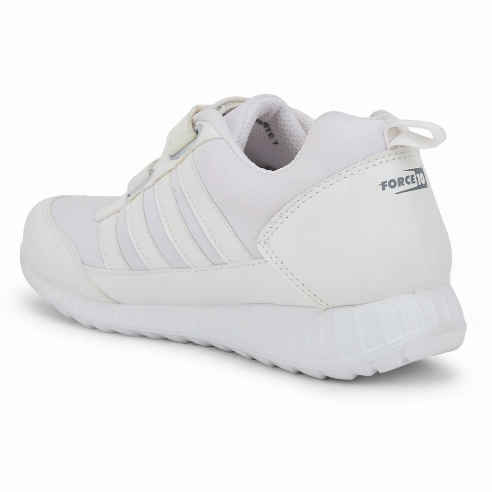 Force 10 White Non Lacing Uniform School Shoes For Kids 9906-90SV By Liberty