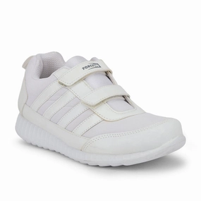 Force 10 White Non Lacing Uniform School Shoes For Kids 9906-90SV By Liberty