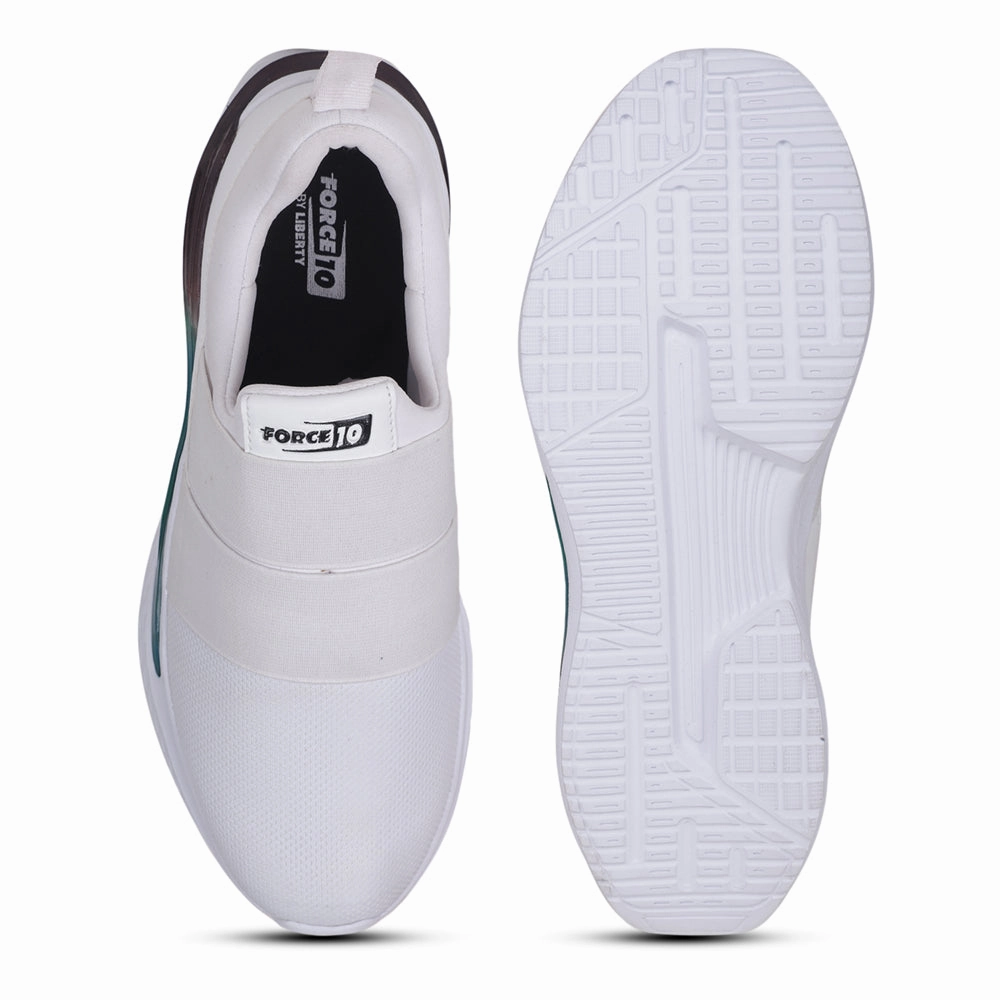 Force 10 White Sports Non Lacing Walking Shoes For Men BLAKES-2E By Liberty