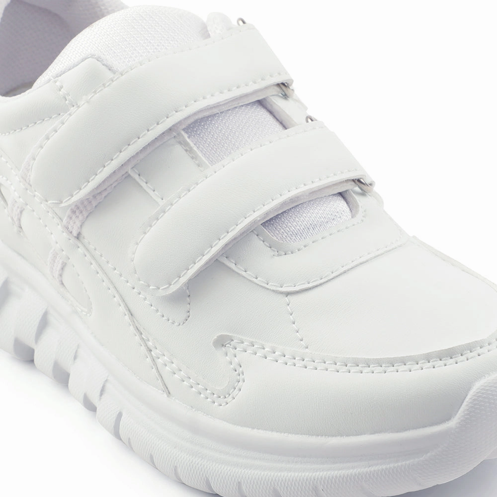 Force 10 White Velcro Uniform School Shoes For Kids 9906-02T-V By Liberty
