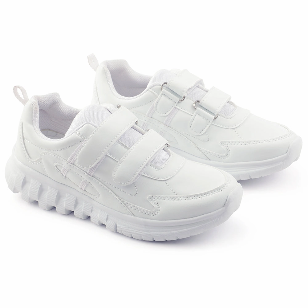 Force 10 White Velcro Uniform School Shoes For Kids 9906-02T-V By Liberty