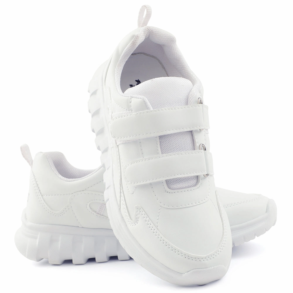 Force 10 White Velcro Uniform School Shoes For Kids 9906-02T-V By Liberty