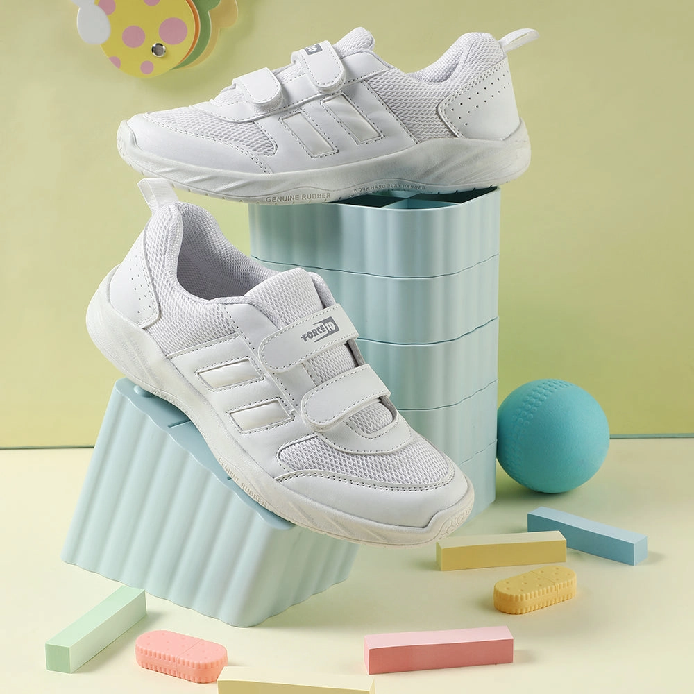 Force White Non Lacing Uniform School Shoes For Kids SKOLGAME-V By Liberty