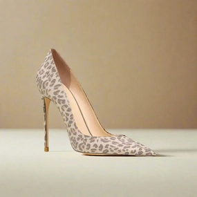 Idelisa Flock Leopard Print Heels