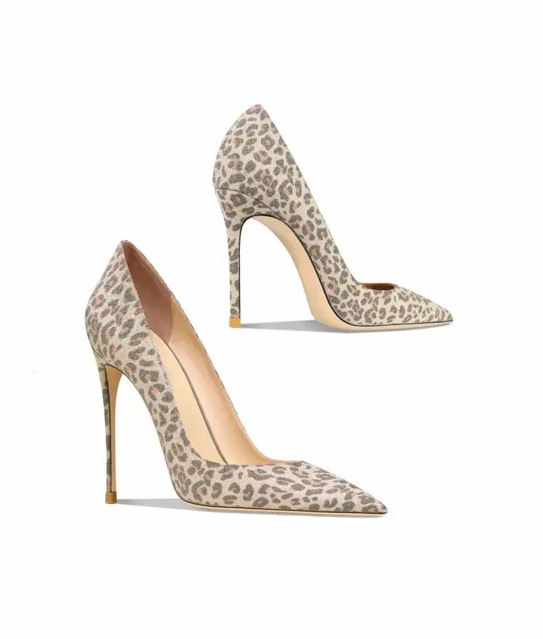 Idelisa Flock Leopard Print Heels