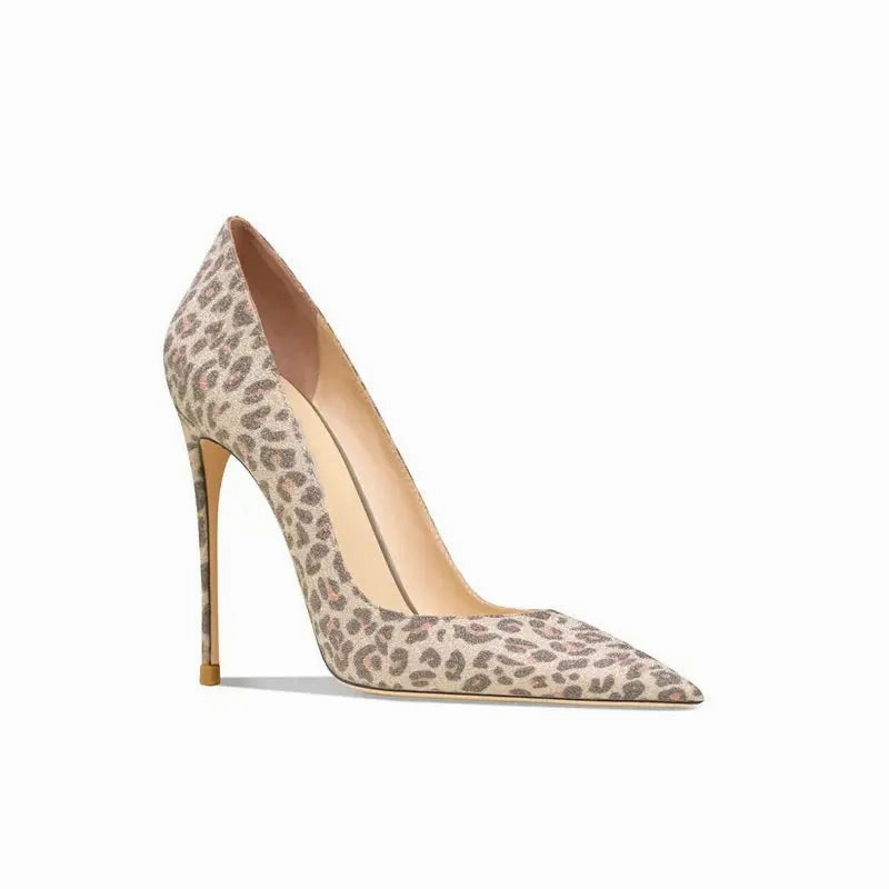 Idelisa Flock Leopard Print Heels
