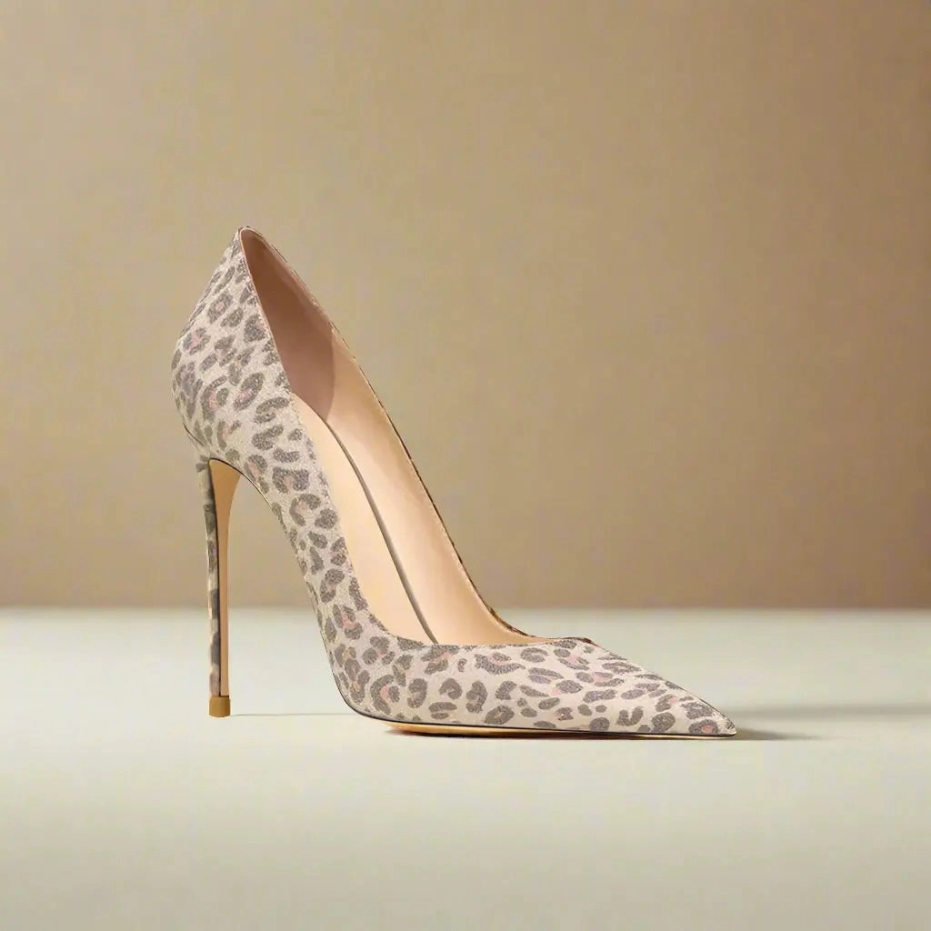 Idelisa Flock Leopard Print Heels