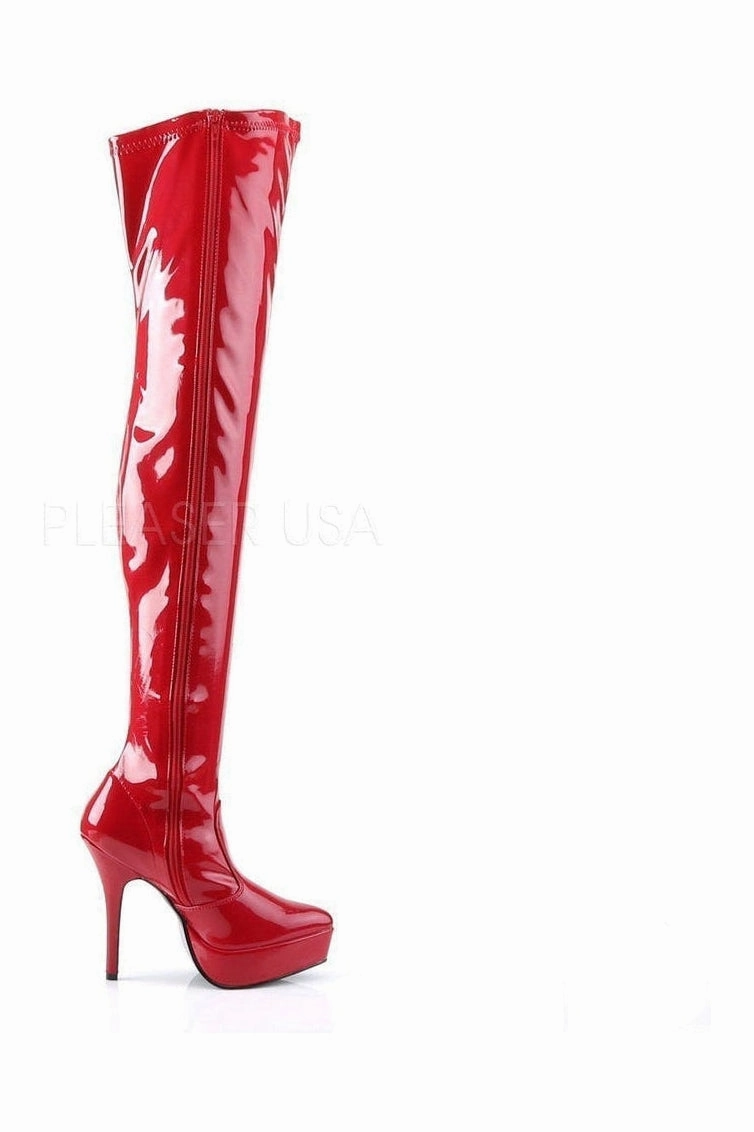 INDULGE-3000 Thigh Boot | Red Patent
