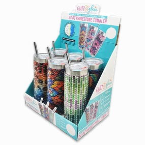 Insulated 24 Oz Rhinestone Tumbler Cup - 6 Pieces Per Retail Ready Display 24374