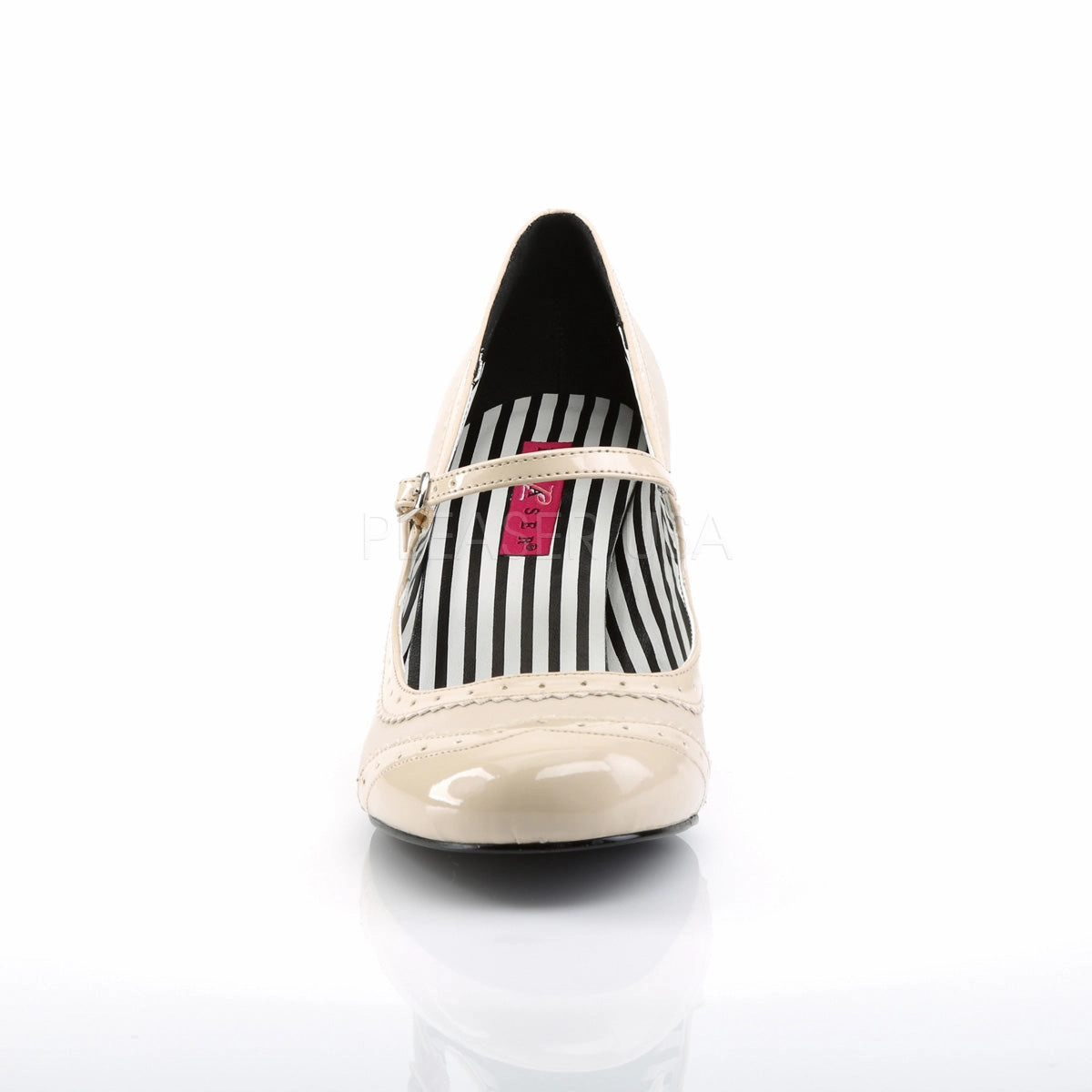 JENNA-06  Cream Faux Leather-Patent