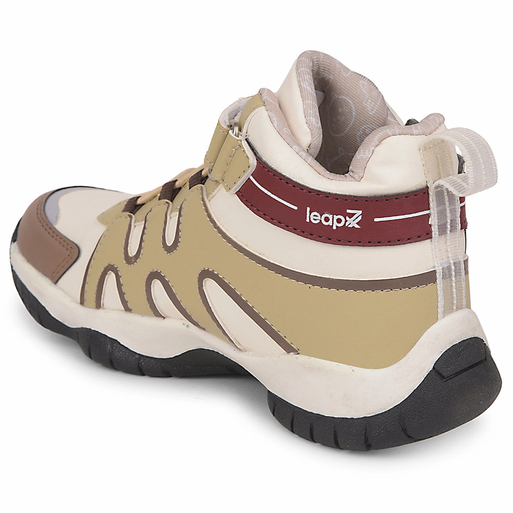 Leap7x Beige Sports Non Lacing Walking Shoes For Kids CANON-1V By Liberty