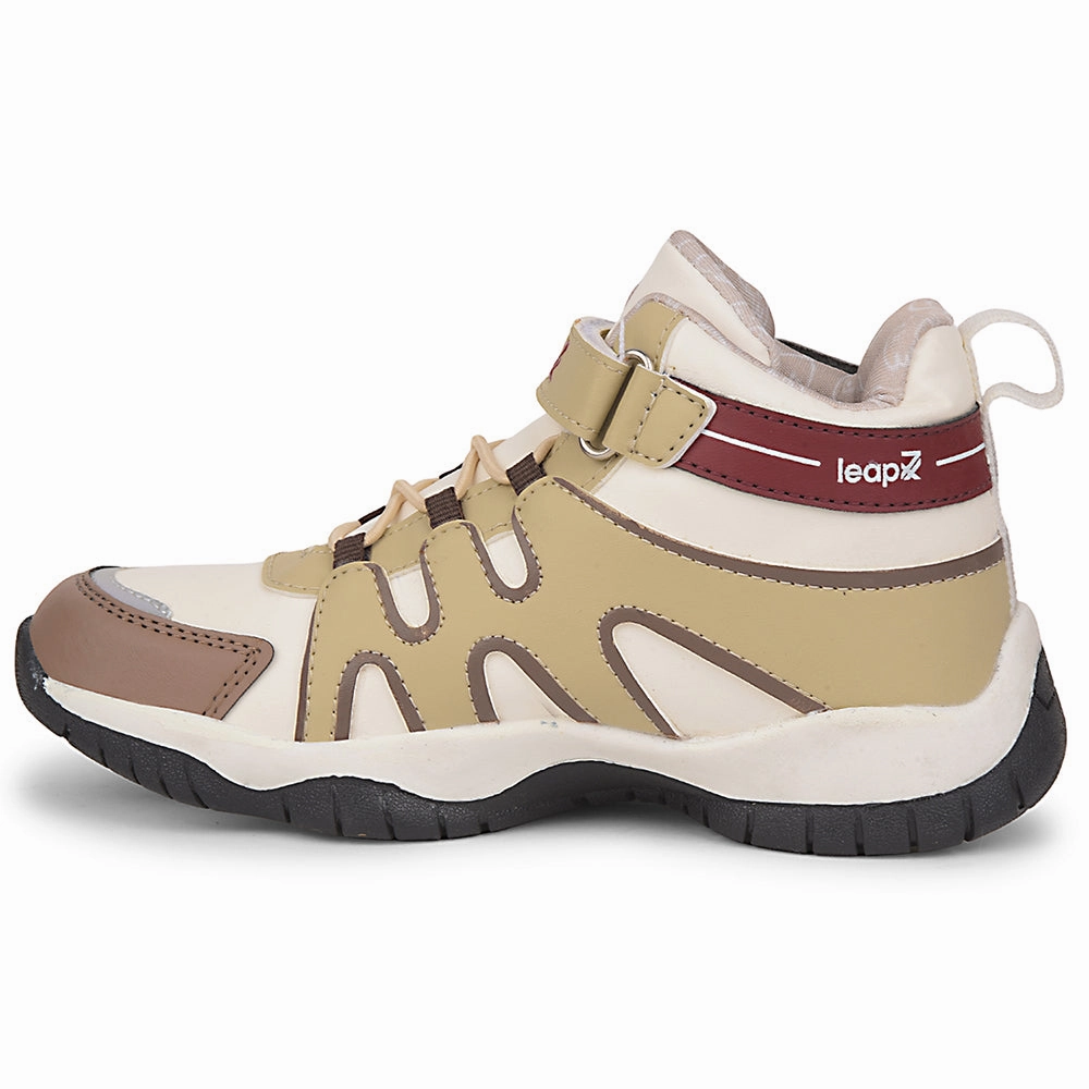 Leap7x Beige Sports Non Lacing Walking Shoes For Kids CANON-1V By Liberty
