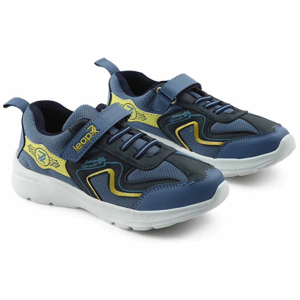 Leap7x Blue Sports Non Lacing Walking Shoes For Kids TRIVAGO-02 By Liberty