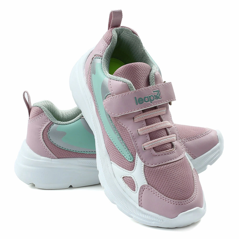 Leap7x Peach Non Lacing Velcro Sports Walking Shoes For Kids TRIVAGO12V By Liberty