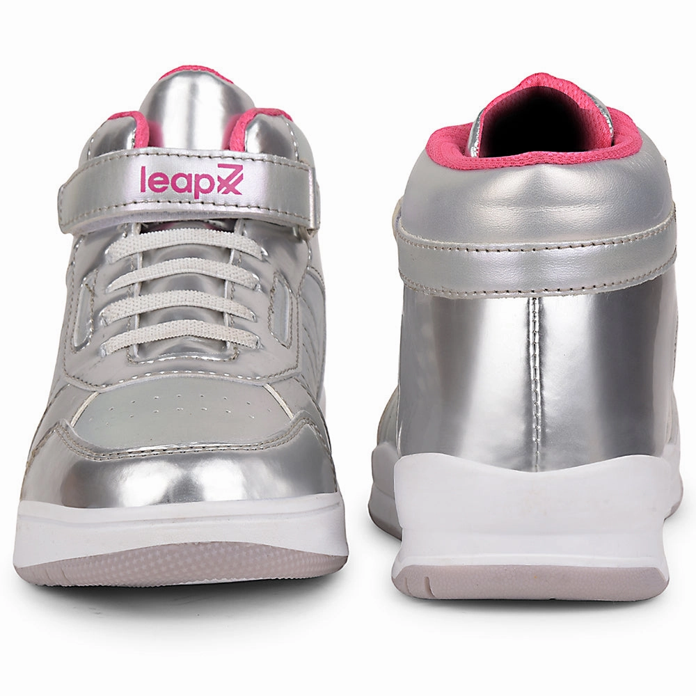 Leap7x Silver Sports Non Lacing Walking Shoes For Kids ENVY By Liberty