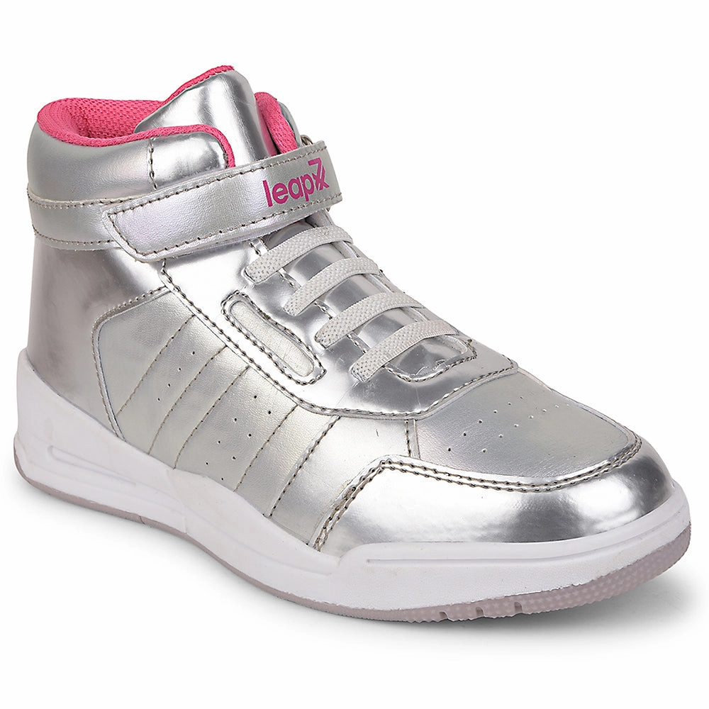 Leap7x Silver Sports Non Lacing Walking Shoes For Kids ENVY By Liberty