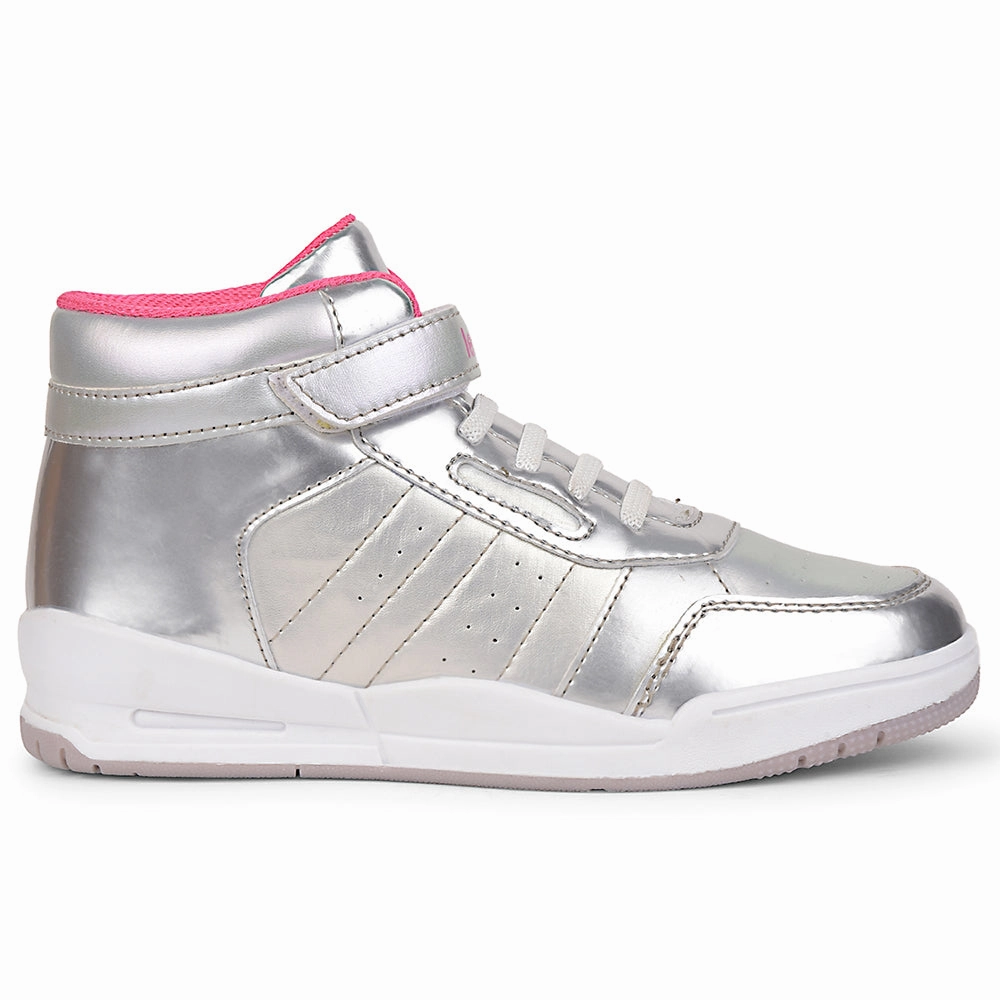 Leap7x Silver Sports Non Lacing Walking Shoes For Kids ENVY By Liberty