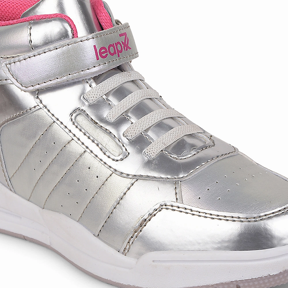 Leap7x Silver Sports Non Lacing Walking Shoes For Kids ENVY By Liberty