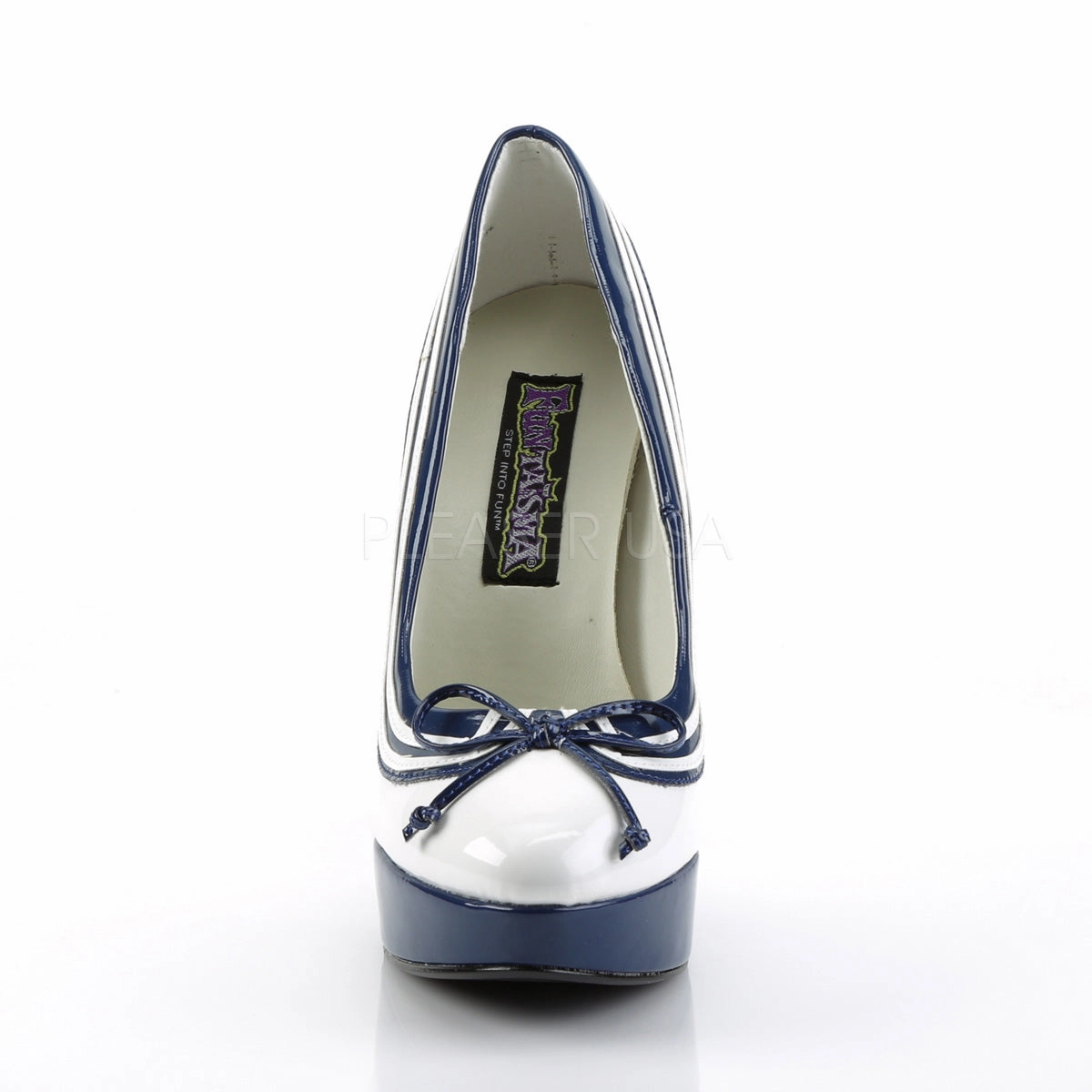 LOLITA-13  White-Navy Blue Patent