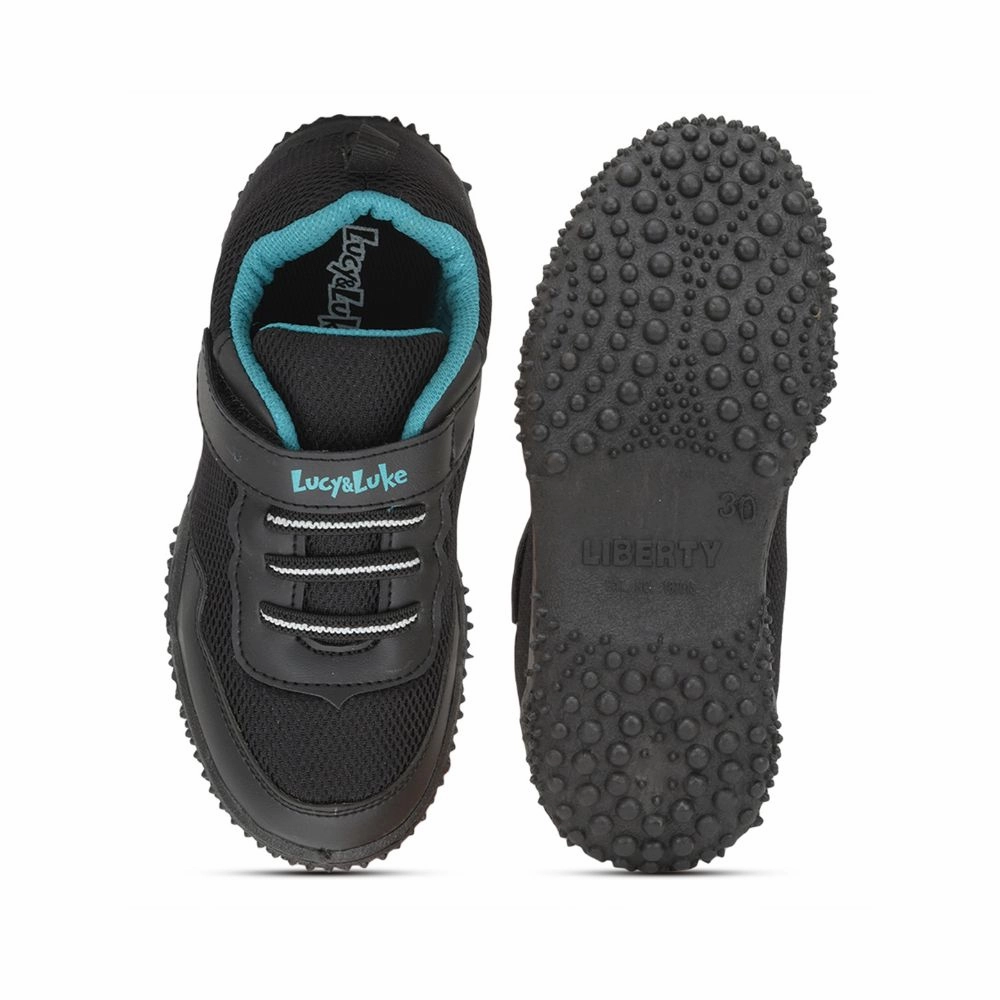 Lucy & Luke Black Sports Non Lacing Shoes For Kids QUICK-1 By Liberty
