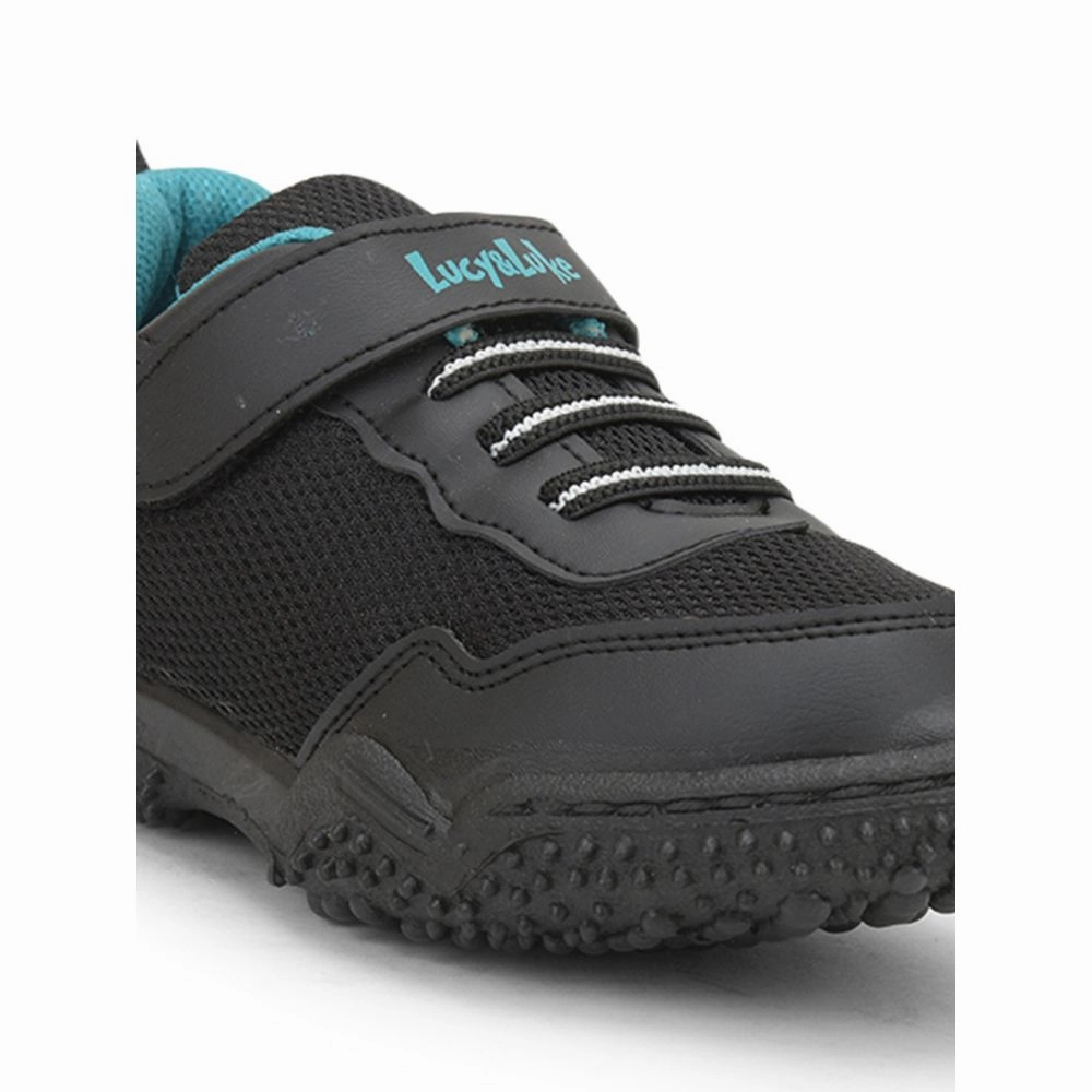 Lucy & Luke Black Sports Non Lacing Shoes For Kids QUICK-1 By Liberty