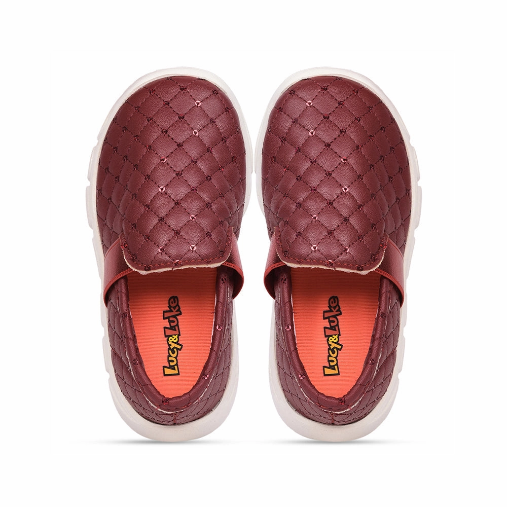 Lucy & Luke (Maroon) Casual Non Lacing Shoes For Kids FLYNN-31 By Liberty