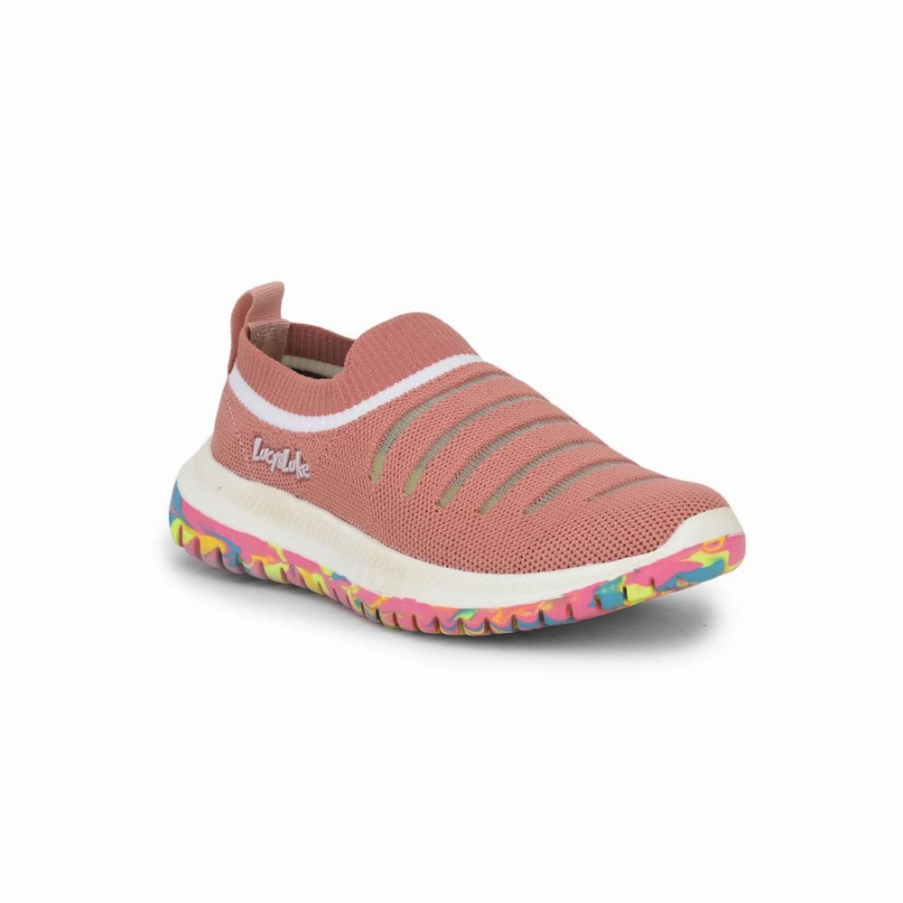 Lucy & Luke (Peach) Sports Non Lacing Shoes For Kids JAMIE-152E By Liberty