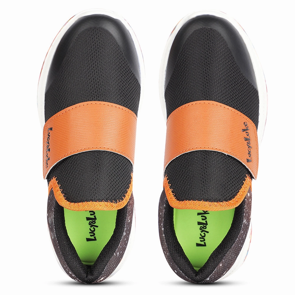 Lucy&Luke Sports Orange Non Lacing Walking Shoes For Kids JAMON-E By Liberty