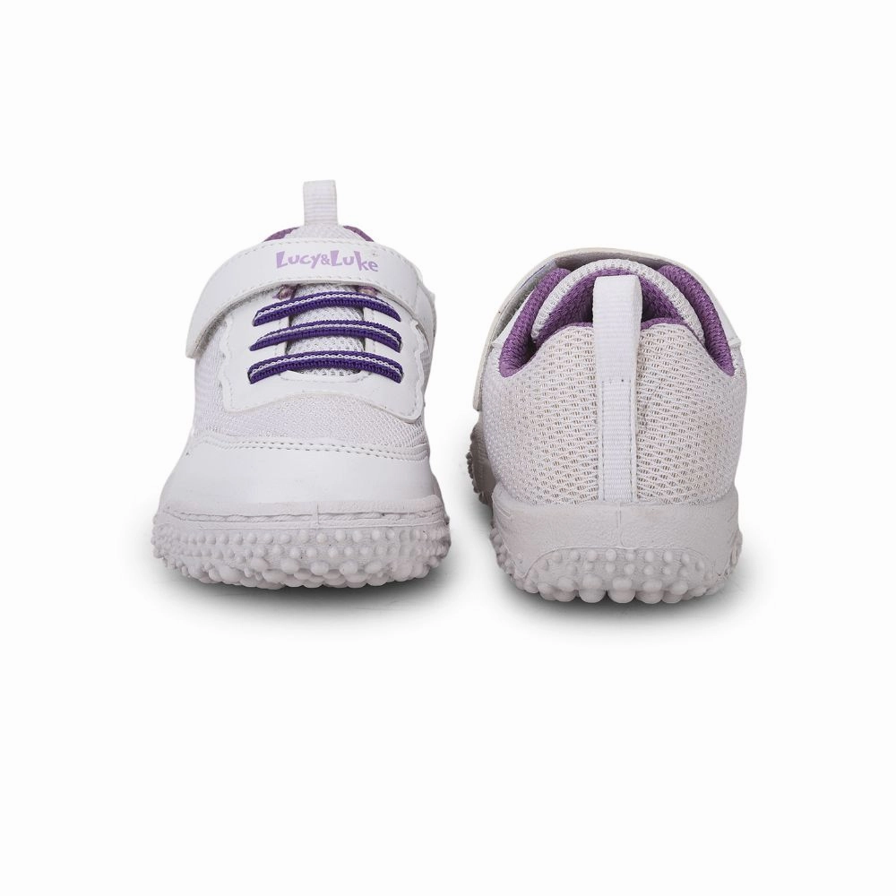 Lucy & Luke White Sports Non Lacing Shoes For Kids QUICK-1 By Liberty