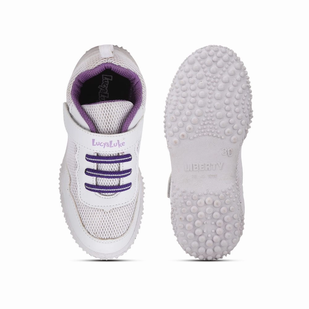 Lucy & Luke White Sports Non Lacing Shoes For Kids QUICK-1 By Liberty