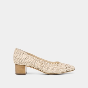 LULA HEELS IVORY MULTI WOVEN RAFFIA