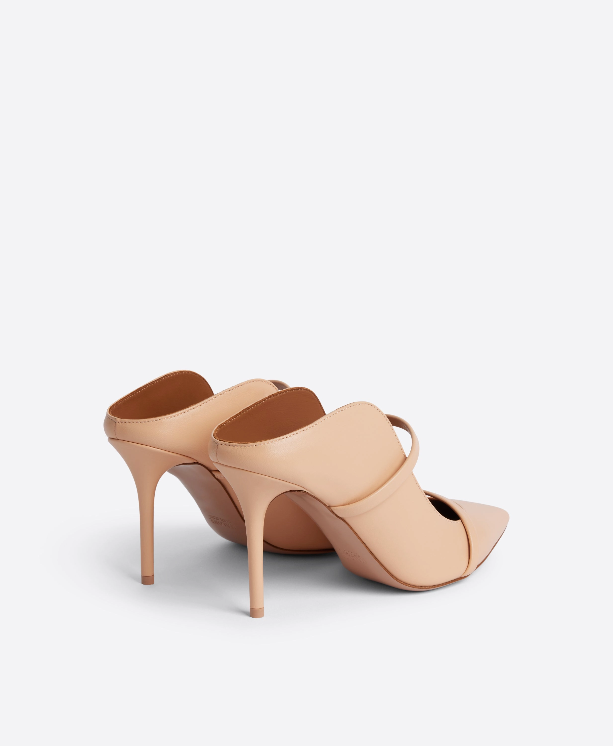 Maureen 85 Beige Leather Heeled Mules