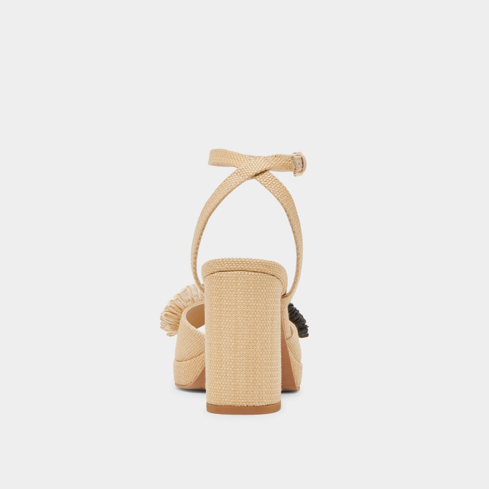 OLIVEA HEELS BLACK NATURAL RAFFIA