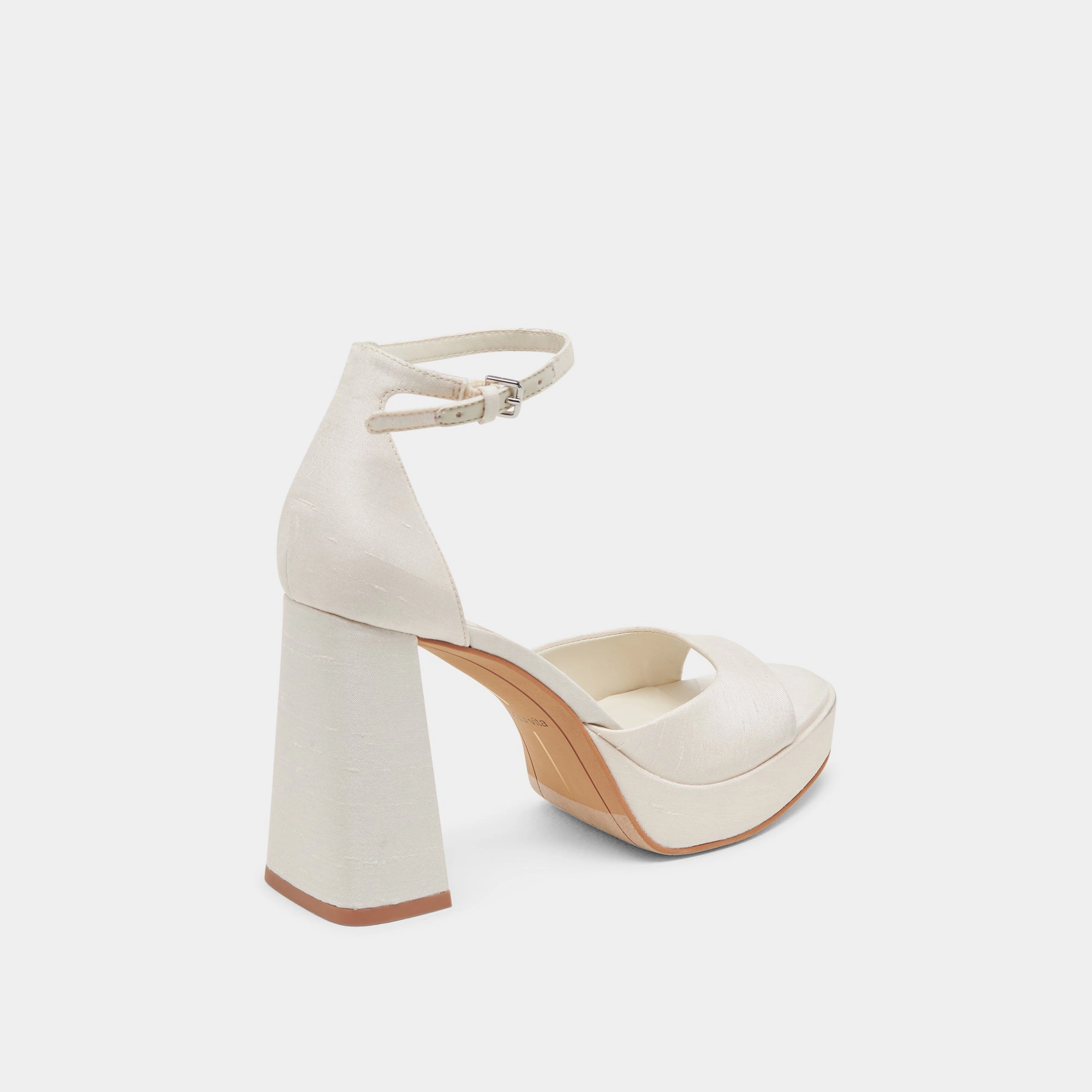 PANDRO WIDE HEELS WHITE SATIN