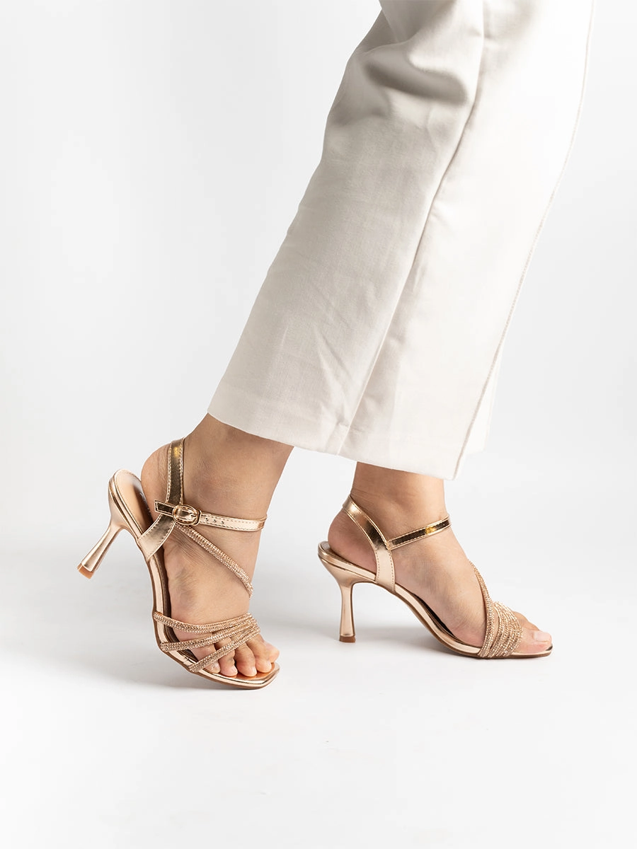 Peony Cross Glitter Heels