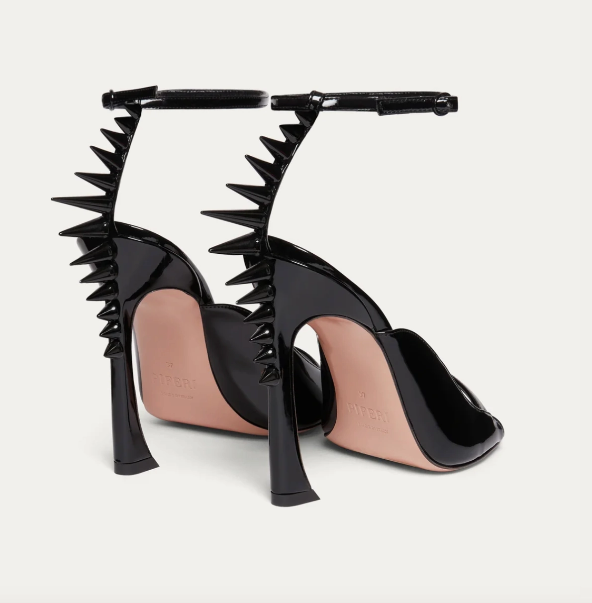 Piferi High Heels Patent Fabric W Studs Black
