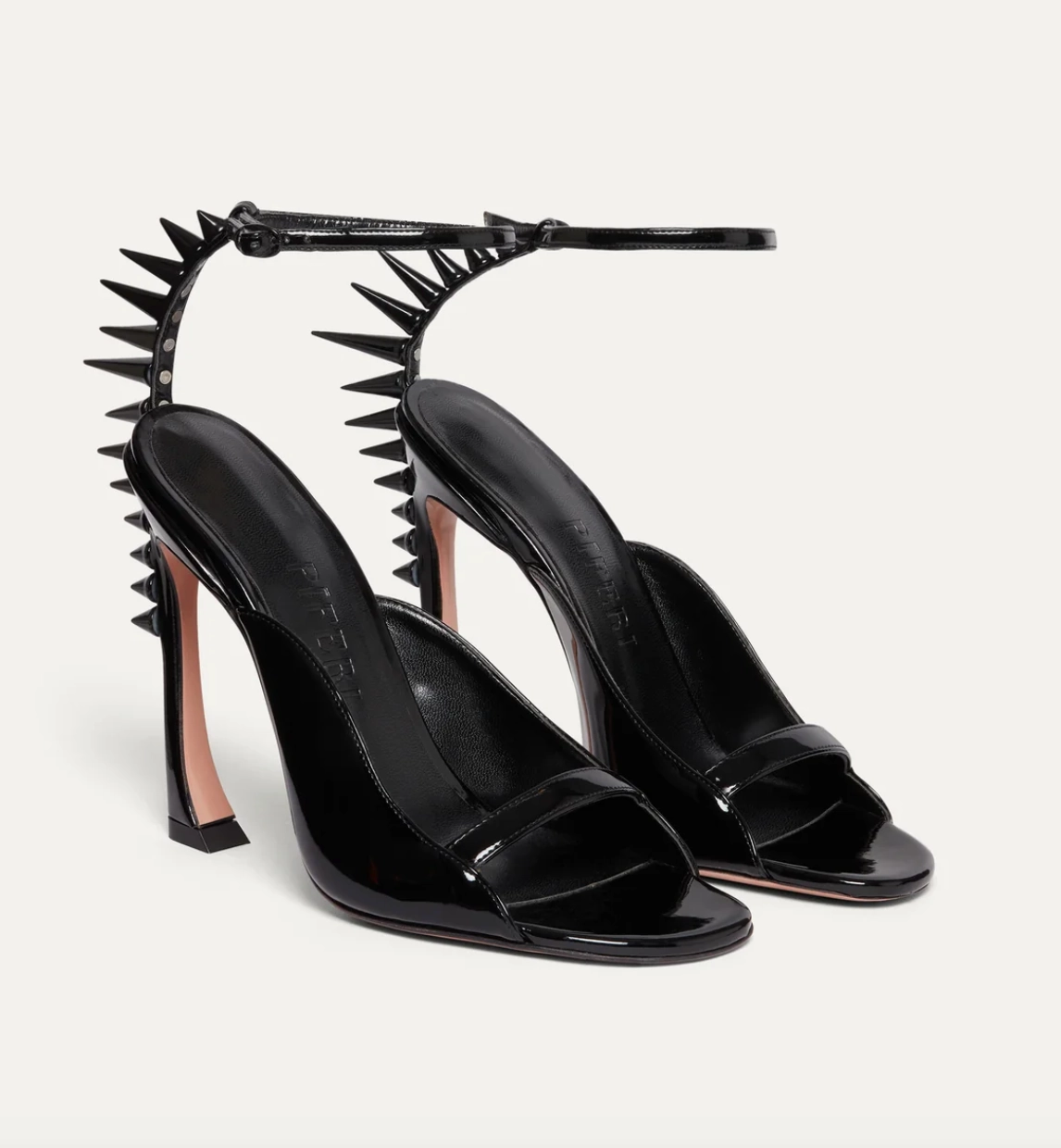 Piferi High Heels Patent Fabric W Studs Black