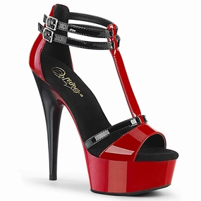 Pleaser Delight-663-Black-Red-Size 6-Clearance