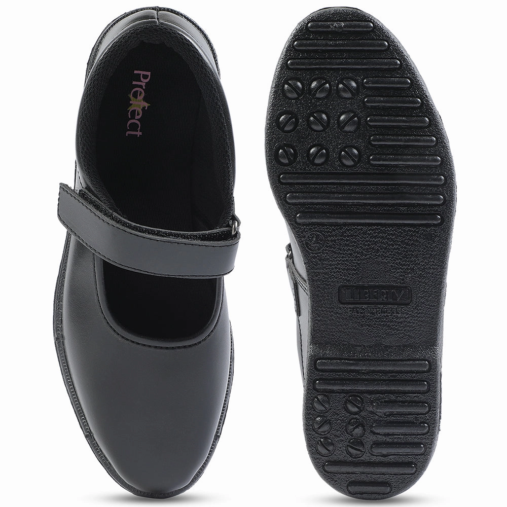Prefect Black Ballerina Dress School Shoes For Kids S/GIRL(V) By Liberty