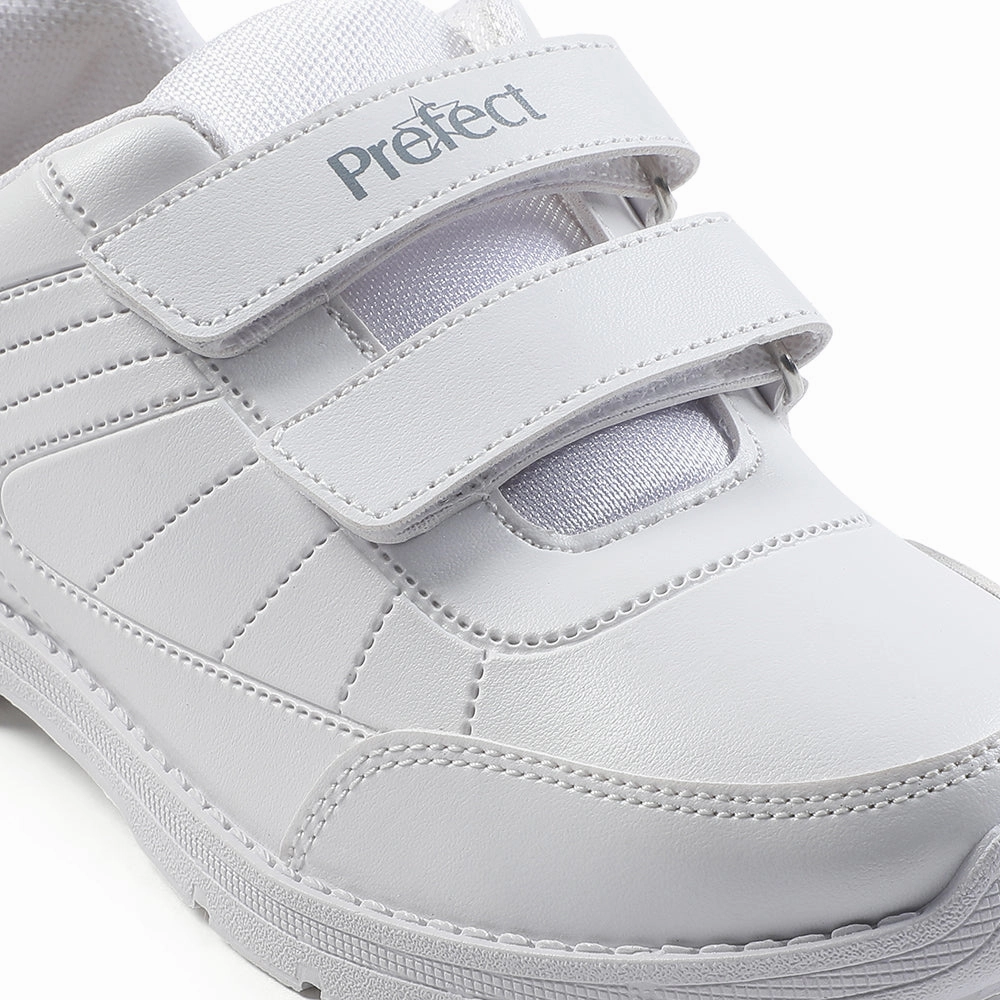 Prefect White Non Lacing Uniform School Shoes For Kids SCHOOLFUN By Liberty
