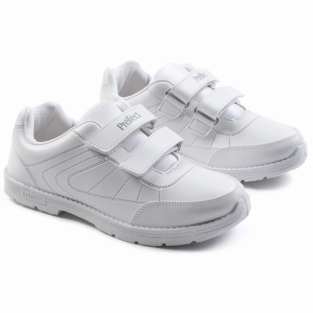 Prefect White Non Lacing Uniform School Shoes For Kids SCHOOLFUN By Liberty