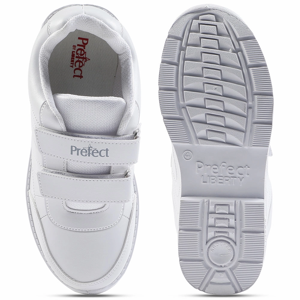Prefect White Non Lacing Uniform School Shoes For Kids SCHOOLFUN By Liberty