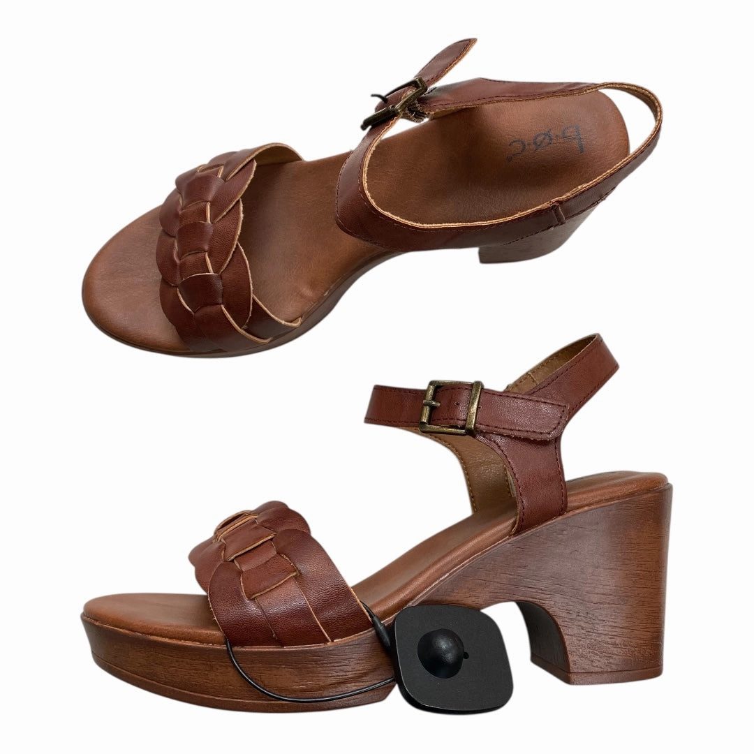 Sandals Heels Block By Boc In Brown, Size:10