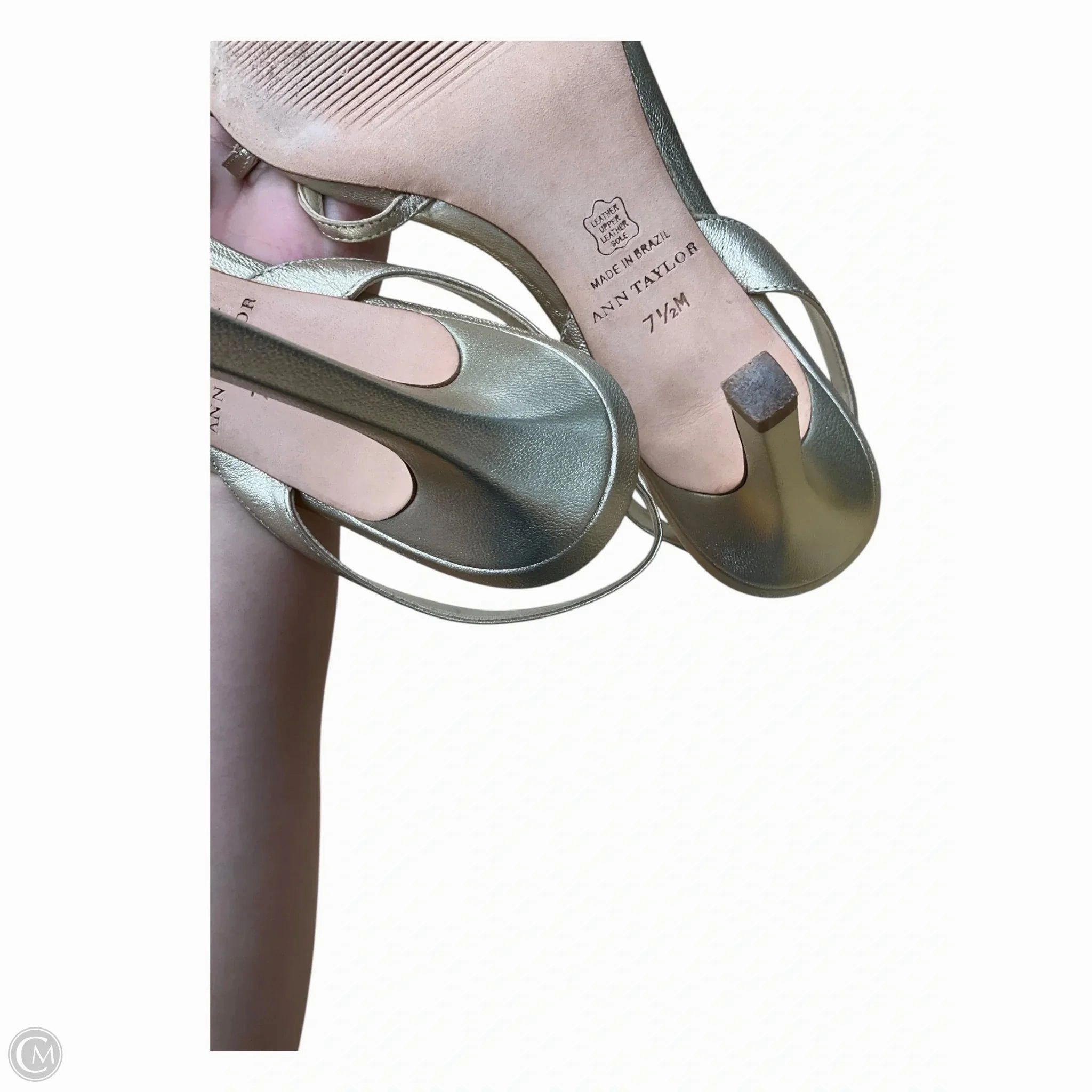Sandals Heels Kitten By Ann Taylor In Gold, Size: 7.5